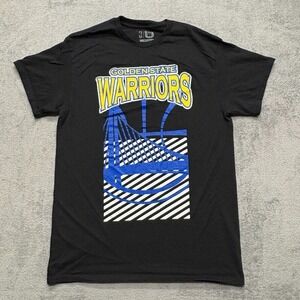 Golden State Warriors T-Shirt Mens Medium Black Bay Area Graphic Striped UNK NBA